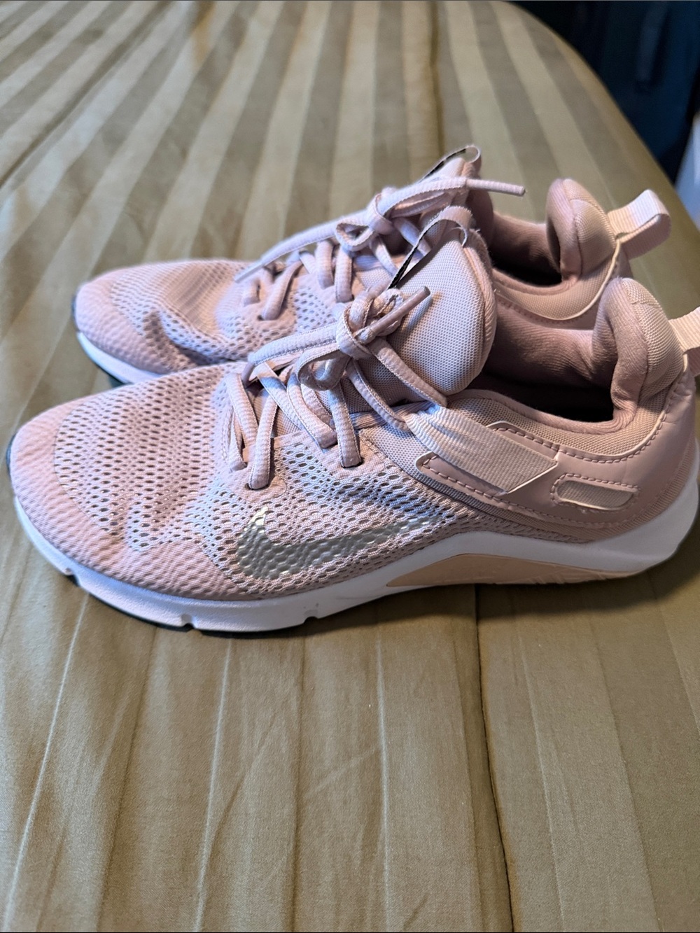 Nike Women's Light Pink Mesh Sneakers with Metallic Accent
